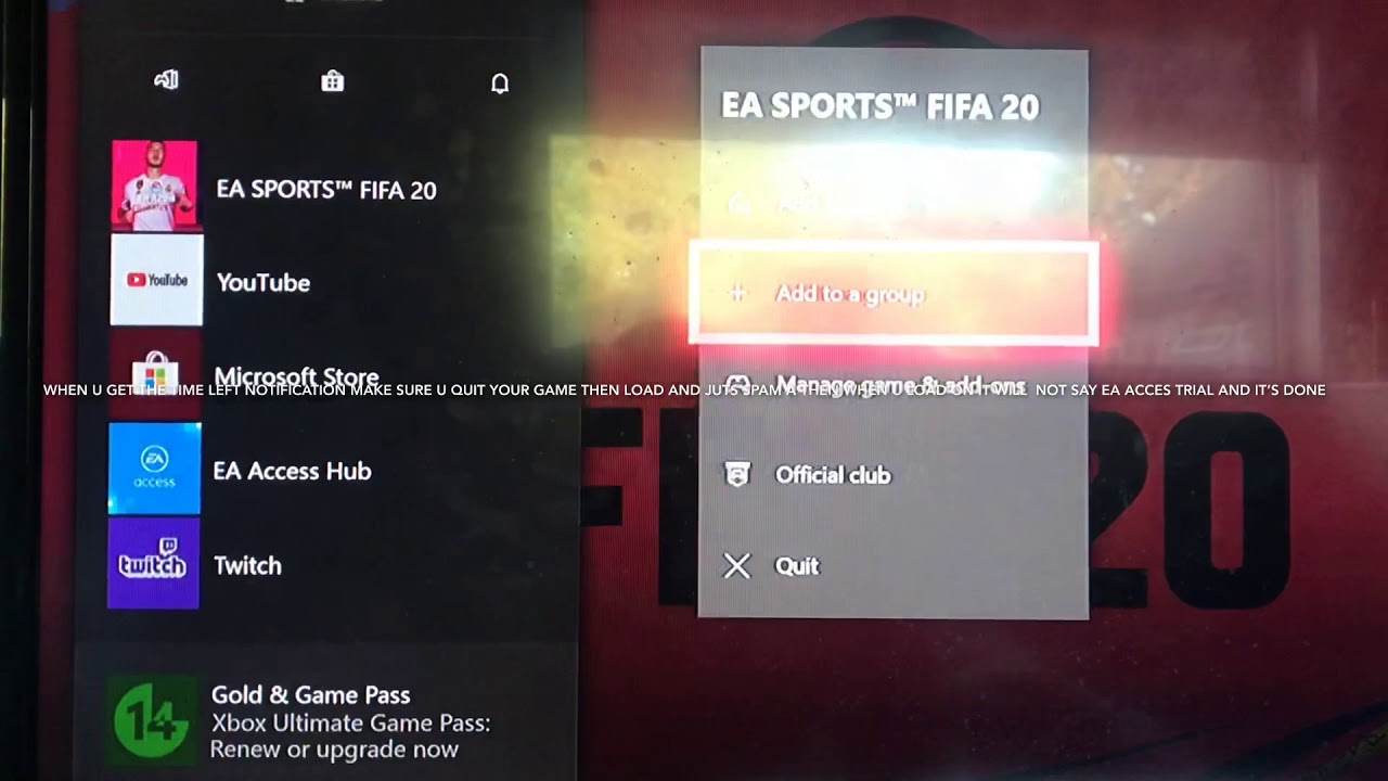 FIFA20 EA ACCESS GLITCH UNLIMTED TIME