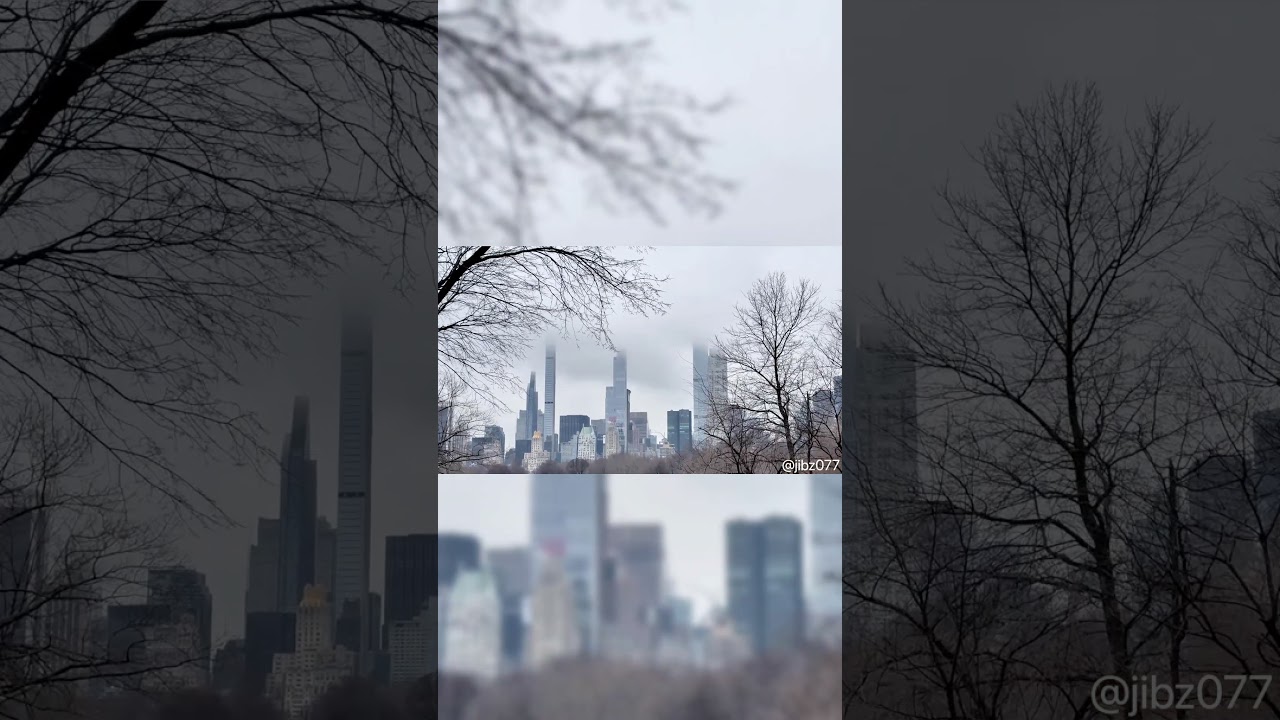 Central Park Winter Magic: Stunning Skyline Reflection in Icy Lake.