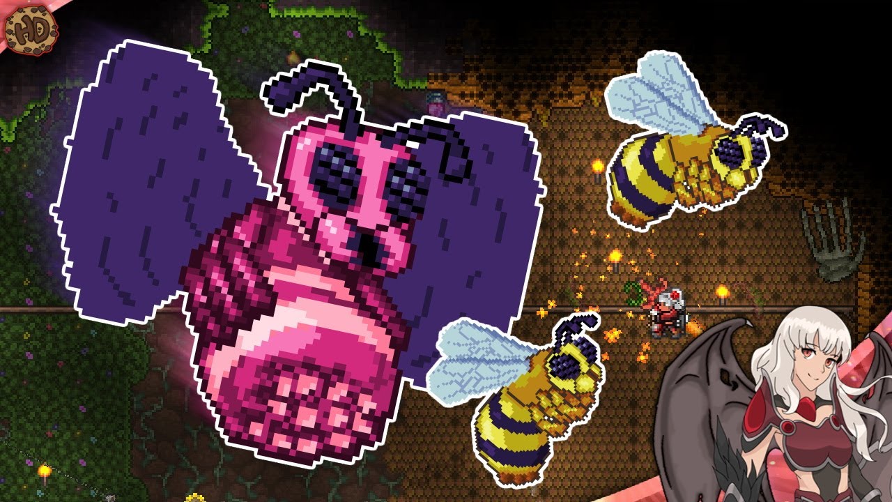 Queen Bee Spawns MINIQUEEN BEES in MasoMode Terraria! Part 6 YouTube