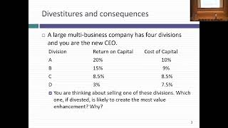 Session 25: Acquisitions (continued) and Value Enhancement