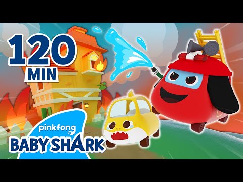 Fire Truck Rescues Baby Shark Friends | +Compilation | Baby Shark Toy Car Song | Baby Shark Official