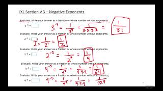 Intensive Math (Algebra 1) - IXL Section V.3 - Negative Exponents