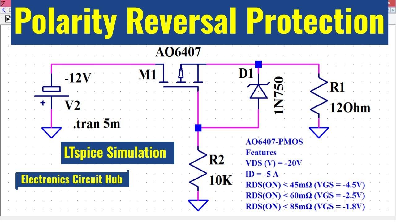 Reverse Polarity Protection Using MOSFET Simulation LT spice YouTube