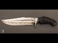 Couteau " Tsavo Croco " custom fixe de Samuel Lurquin - Poignée gravée par Serge Raoux