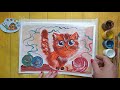 Как нарисовать кошку с помощью зубной щетки. Урок пошагово