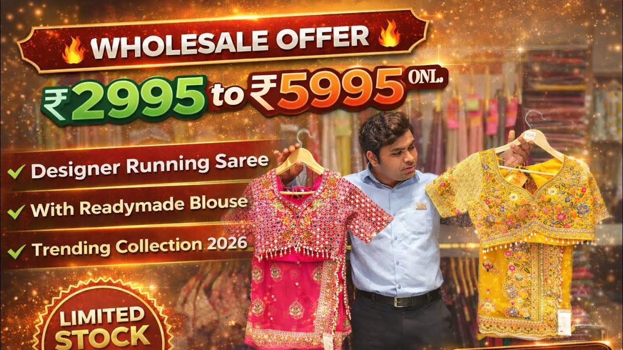 “दुकानदारों के लिए बंपर कलेक्शन 😍 Ready-Made to Running साड़ी | Wholesale Price SURYA ETHNIC FASHION