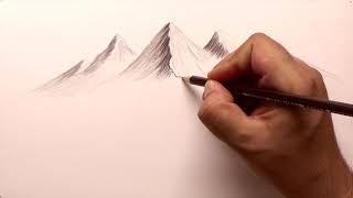 تعلم كيفية رسم الجبال بالقلم الرصاص منظر طبيعي بسيط