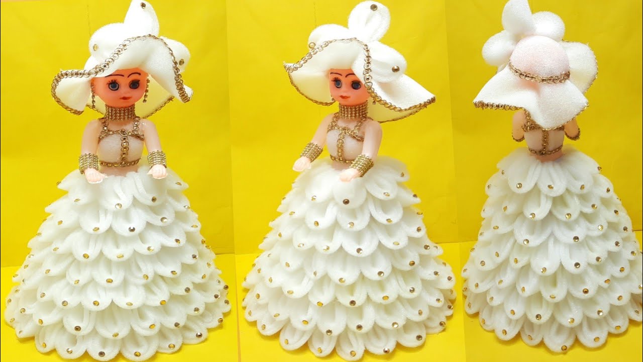 फोम से सजाये गुड़िया/ DIY foam made beautiful gudiya design/ फोम की गुड़िया/DIY foam made beautiful