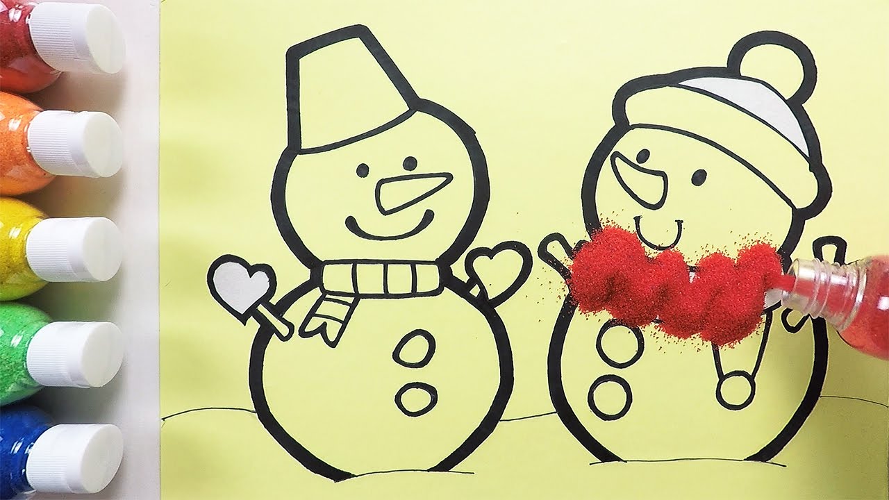 Cute Snowman coloring & drawing ㅣ 귀여운 눈사람 그리기 색칠하기