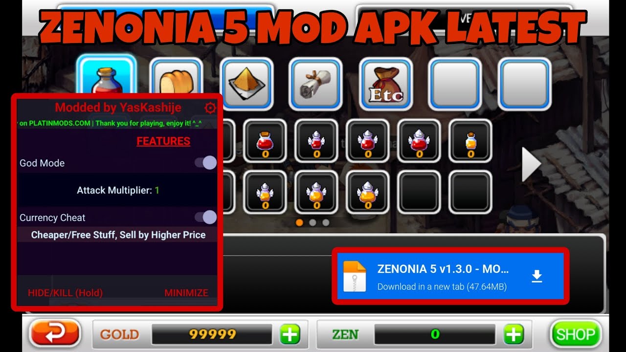 ZENONIA® 5 Ver. 1.3.0 Mod Apk Latest Terbaru Mod Menu