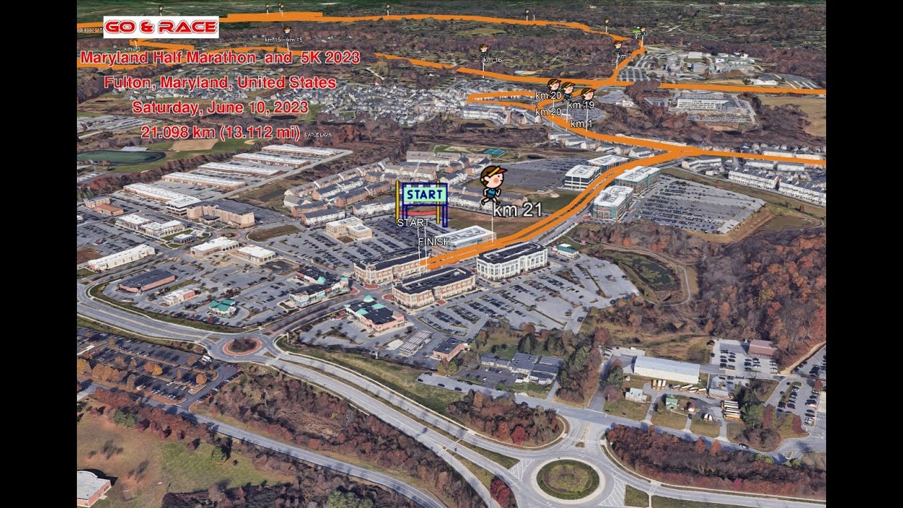 Maryland Half Marathon & 5K 2023 fly over the race path! YouTube