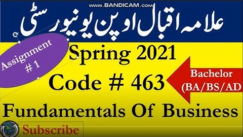 AIOU Code 463 Solved Asignment No.1 Spring 2021|Subject: Fundamentals of Business|Level: Bachelor/BA