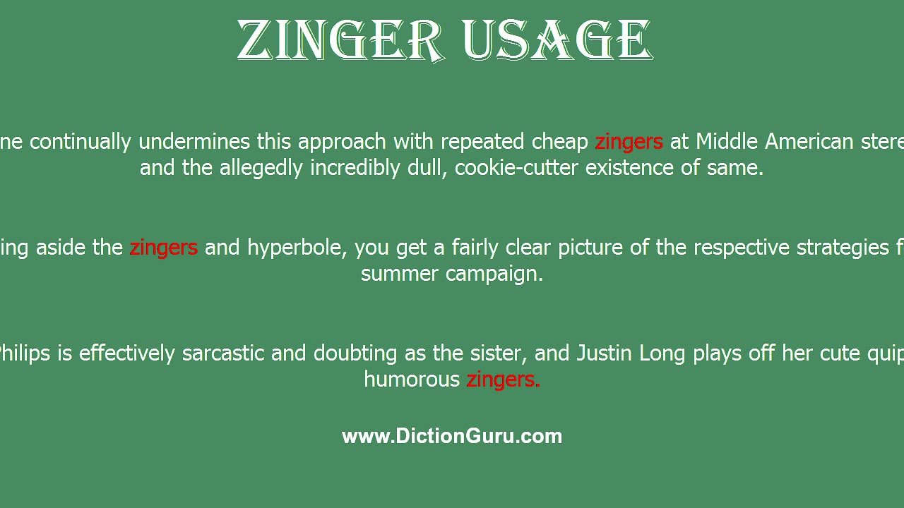 what is a zinger in an essay