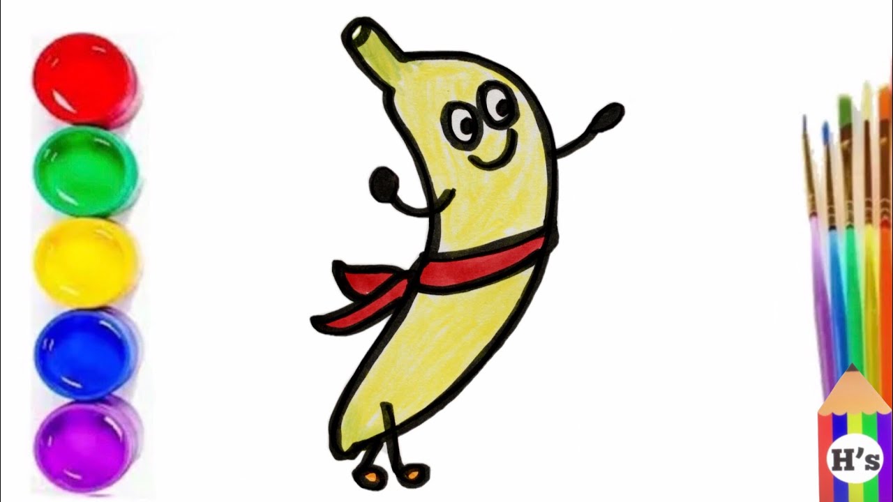 Banan Rasm How To Draw a Cute Banana | рисуем банан для детей | Bolalar uchun ...