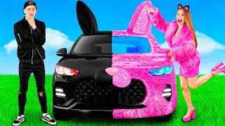 Pink Car vs Black Car Challenge | Cool Creative Hacks TeenTeam Challenge