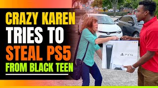 Crazy Karen Tries to Steal Playstation 5 from Black Teen. Then She Calls The Police On Him