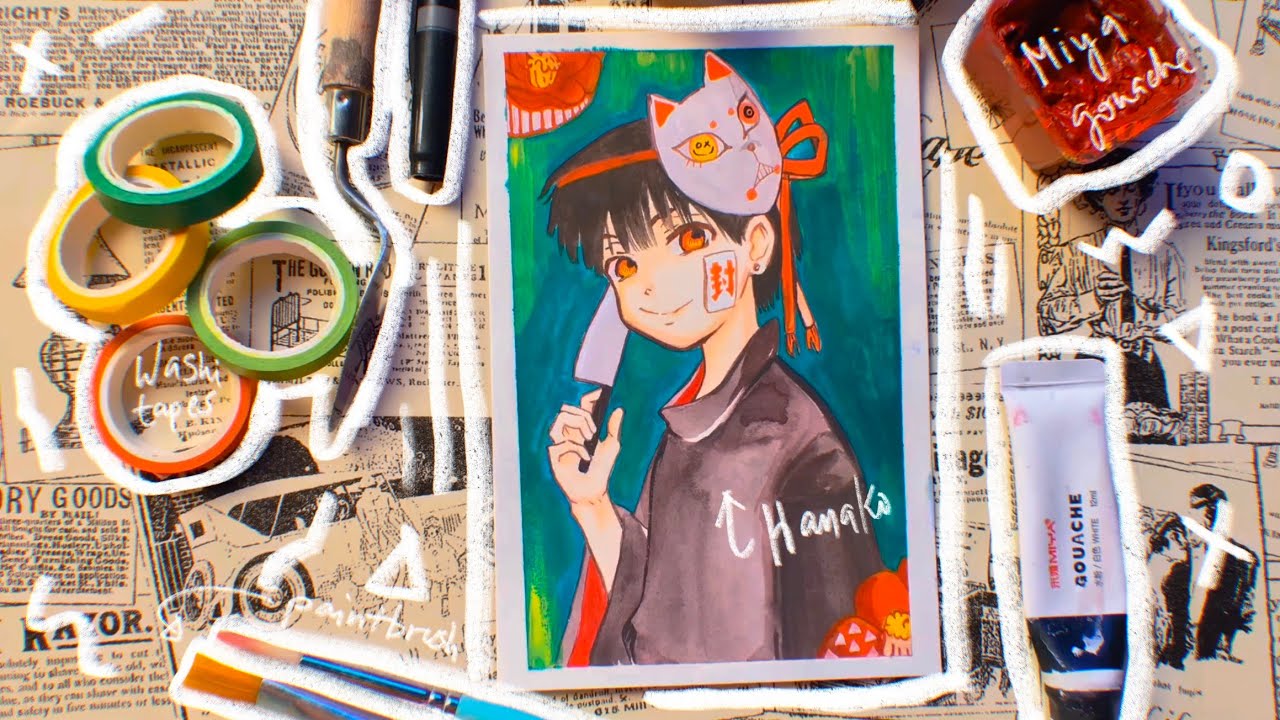 Relaxing Shopee Art Haul + Draw w/ Me ft. Hanako-kun using Miya Gouache