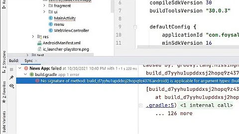 fixed No signature of method: build_d7yyhu (Android studio tutorial)