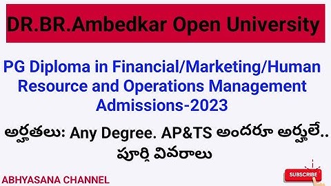 PG DIPLOMA COURSES ADMISSIONS - 2023 // DEGREE // DR.B.R.AMBEDKAR OPEN UNIVERSITY//ABHYASANA CHANNEL