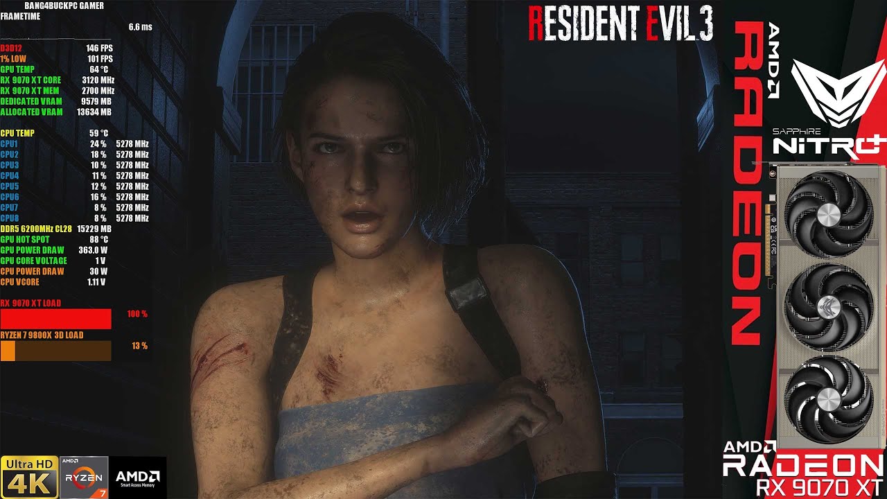 RX 9070 XT - Resident Evil 3 Remake, Ray Tracing 4K