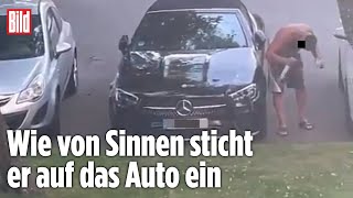 Lübeck Halbnackter Messer-Mann Sticht Auf Mercedes Ein
