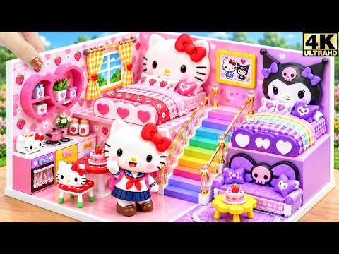 ❤️🌈 Make Gorgeous Hello Kitty House with Two Bedrooms & Colorful Rainbow Stair❤️ DIY Miniature House