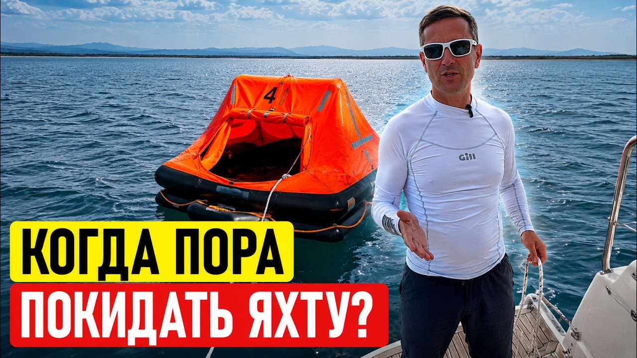 ⁣Покидание яхты в случае бедствия. Активация спасательного плота пошагово.
