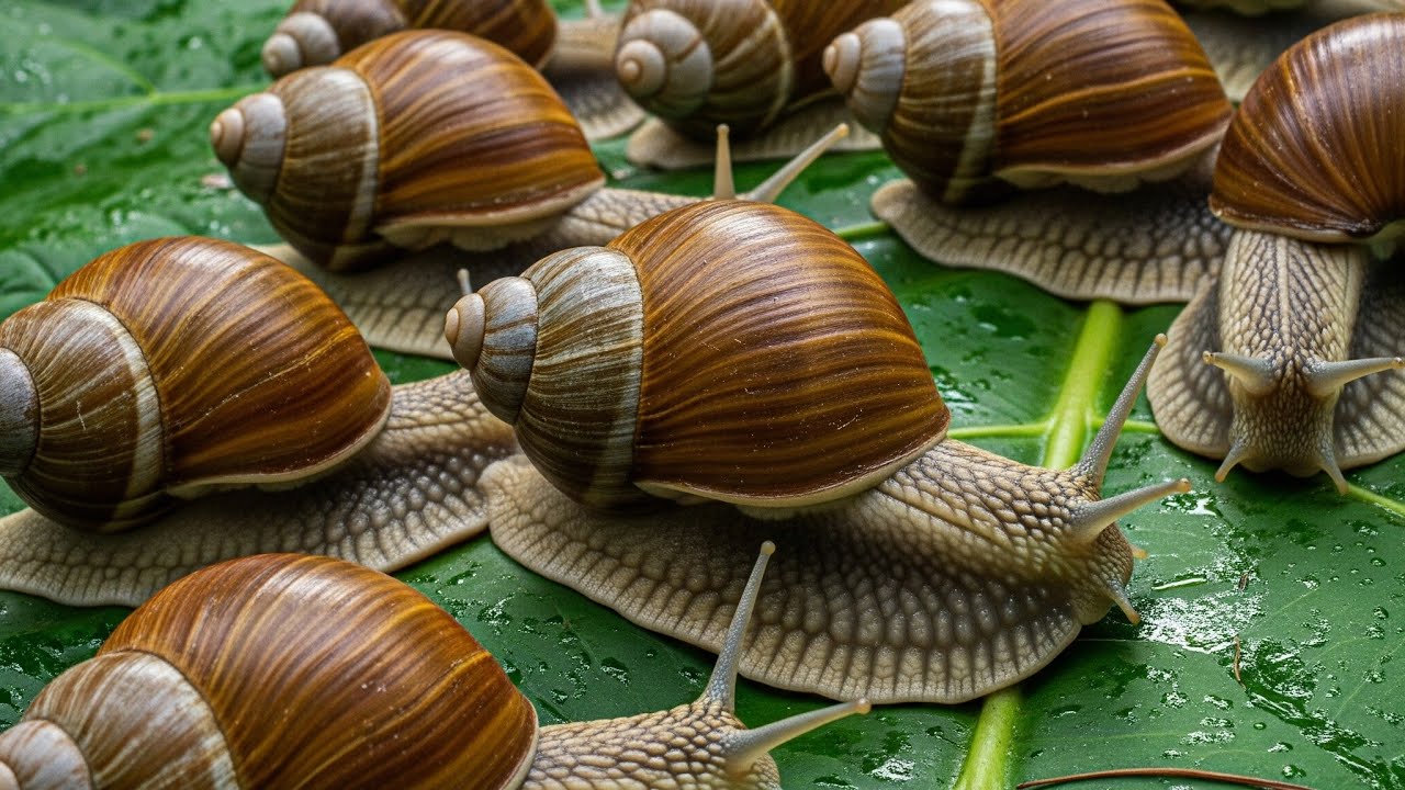 Огромная находка на заднем дворе! Мы обнаружили множество красивых улиток под растениями.