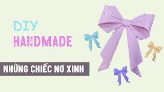 Hướng dẫn gấp nơ xinh đẹp\/how to make paper bow || Gấp giấy Origami || Olivia Crafts