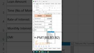 Add Excel EMI Calculator MS Excel In Telugu | MS Excel In Telugu | #msexcelshorts screenshot 2
