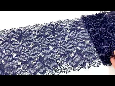 Видео: 03-266 Кружево эластичное 23 см, темно-синий 061