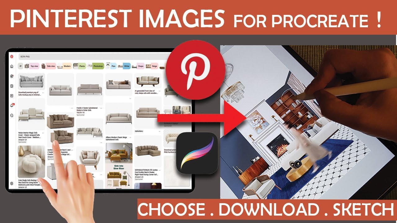 How to Choose & Download Pinterest Images for Procreate Sketches | A to Z for Interiors & Architects