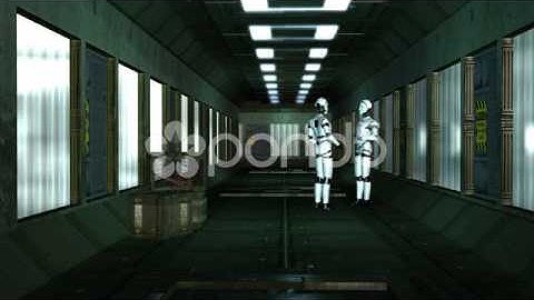 I Robots In A Spaceship Corridor - Video Background