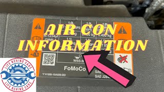Ford Fiesta ST 2023 Petrol 1496cc Air Conditioning Gas Refill Information Label Location