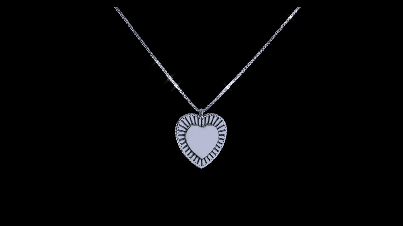 Letter Alphabet Initial Medium Heart Pendant Necklace Sterling Silver