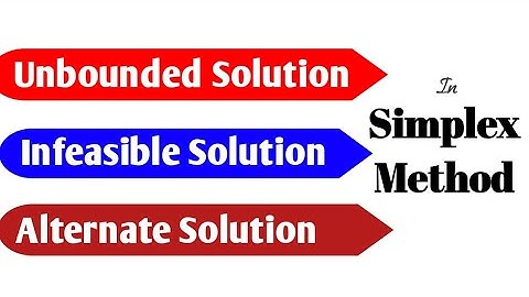Unbounded, Infeasible & Alternate Solution in the Simplex Method. How to identify type of solution.