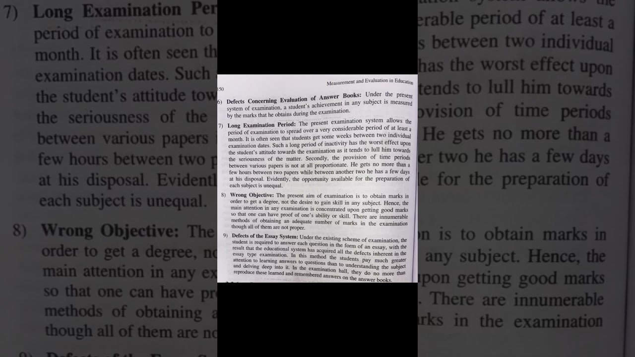 Defects in present examination system 