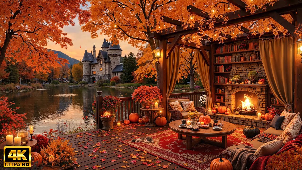 Relaxing Piano Music 🍂 Cozy Autumn Cabin Fireplace Ambience by the ...