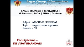 support vector regression using Python CS 601 SUB NAME ML BY DR VIJAY BHANDARI