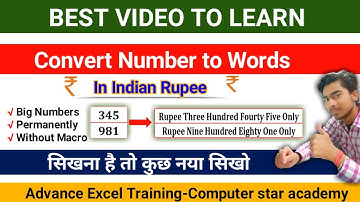 How to Convert Number into Word in Excel in Indian Rupees  Microsoft office Excel formula in Hindi