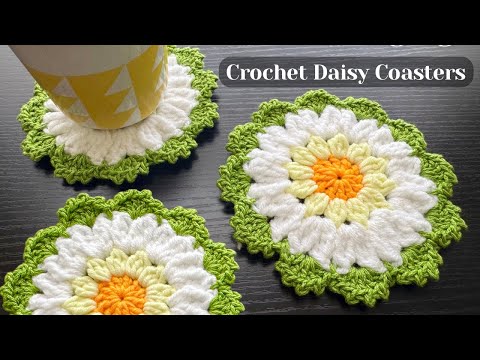 Easy Crochet Daisy Coasters  | Crochet Flower Coasters