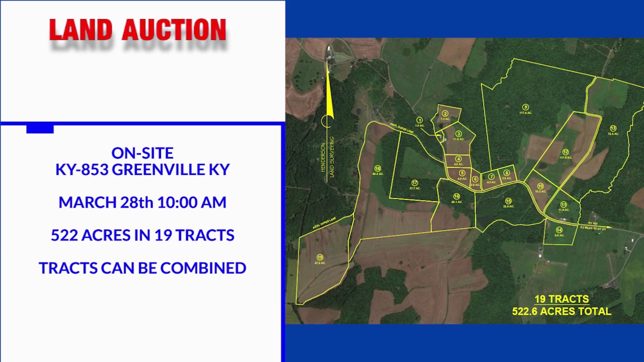 KY Land Auction 522 Acres 19 Tracts March 28th 1000 am, Onsite