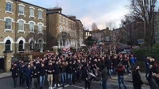 Curva Sud Milano in trasferta a Londra - Corteo ed entusiasmo dentro al settore ospiti