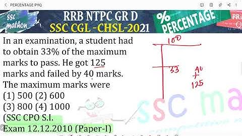 In an examination, a student hado obtain 33% of the maximum marks to pass. He got 125