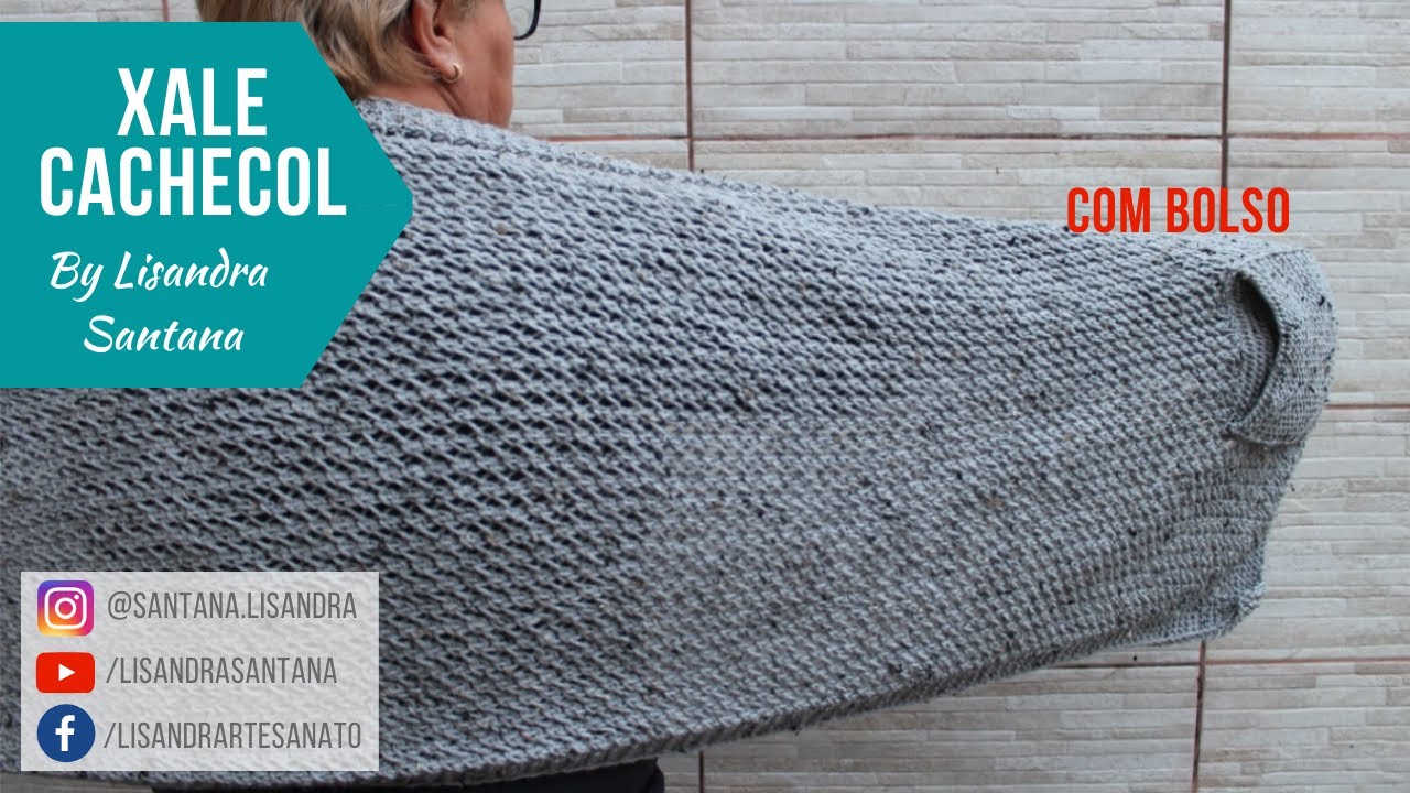 Xale Cachecol com Bolso em tricô