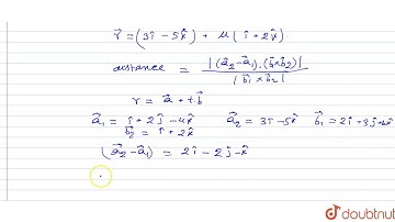 Write the vector equation of the following lines and hence determine the distance