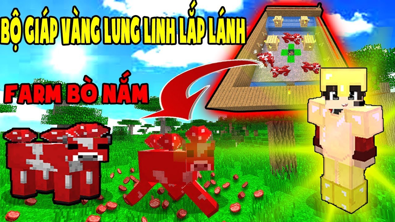 SỐNG ẢO VỚI BỘ GIÁP VÀNG LẮP LÁNH - FARM BÓ NẤM - Minecraft Skyblock ...