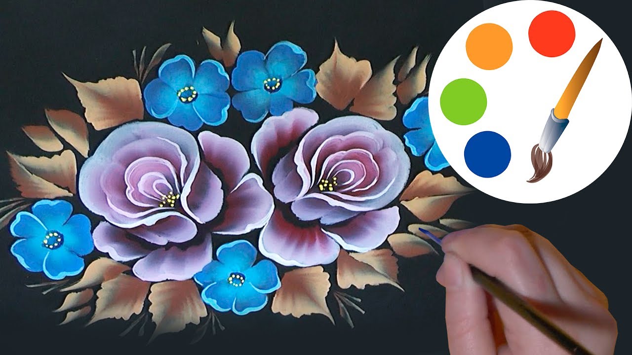 How to paint Roses in 30 minutes, One Stroke, irishkalia YouTube