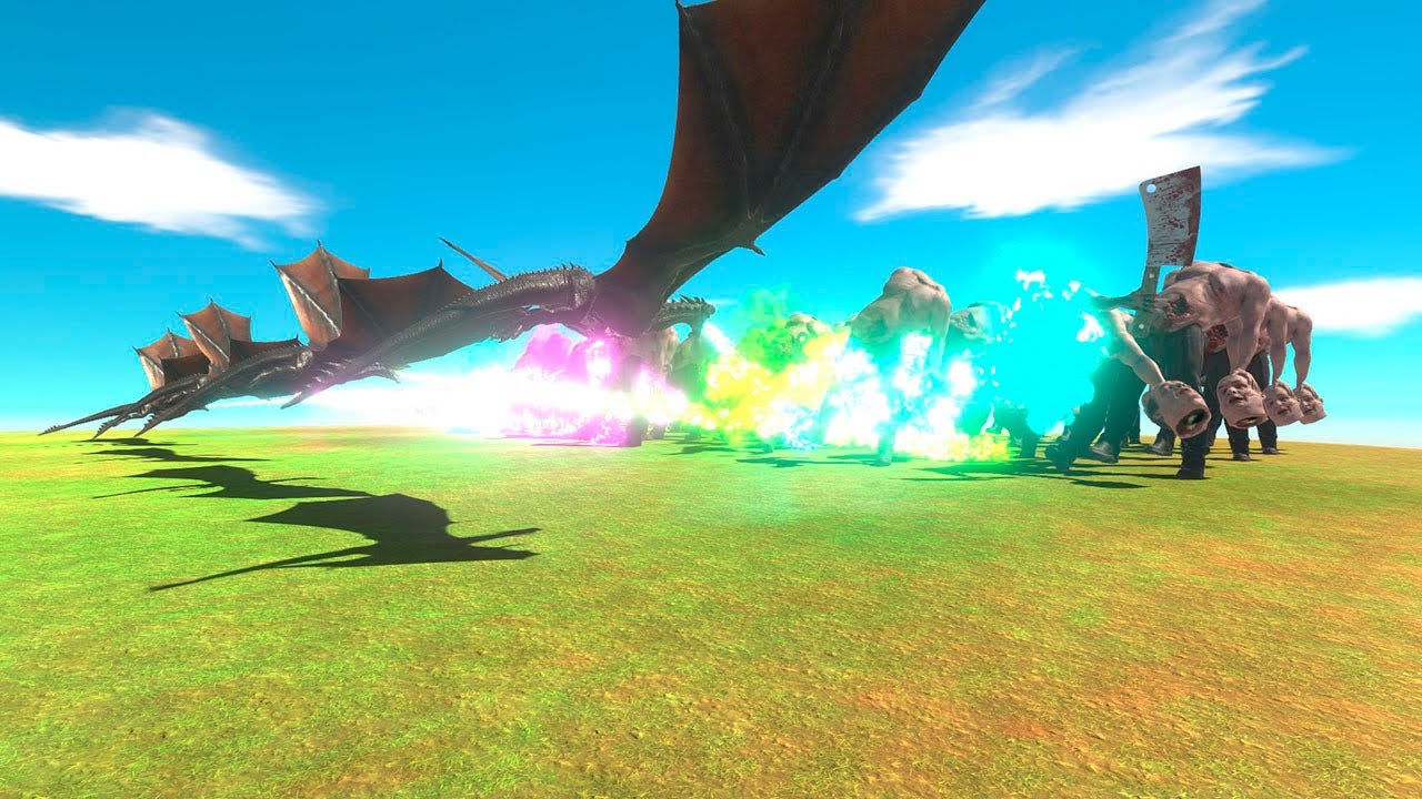 4 Rainbow Dragons VS 50 Headless Hulk unit ARBS | Animal Revolt Battle Simulator