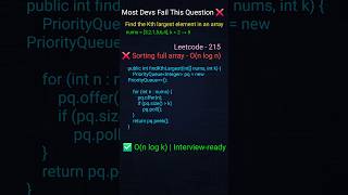 Leetcode - 215 | Find the Kth largest element in an array #ytshorts #shorts #youtubeshorts